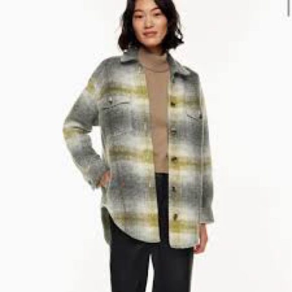 Wilfred Jackets & Blazers - Wilfred Free The Ganna Green Gray Plaid Shacket 2XS